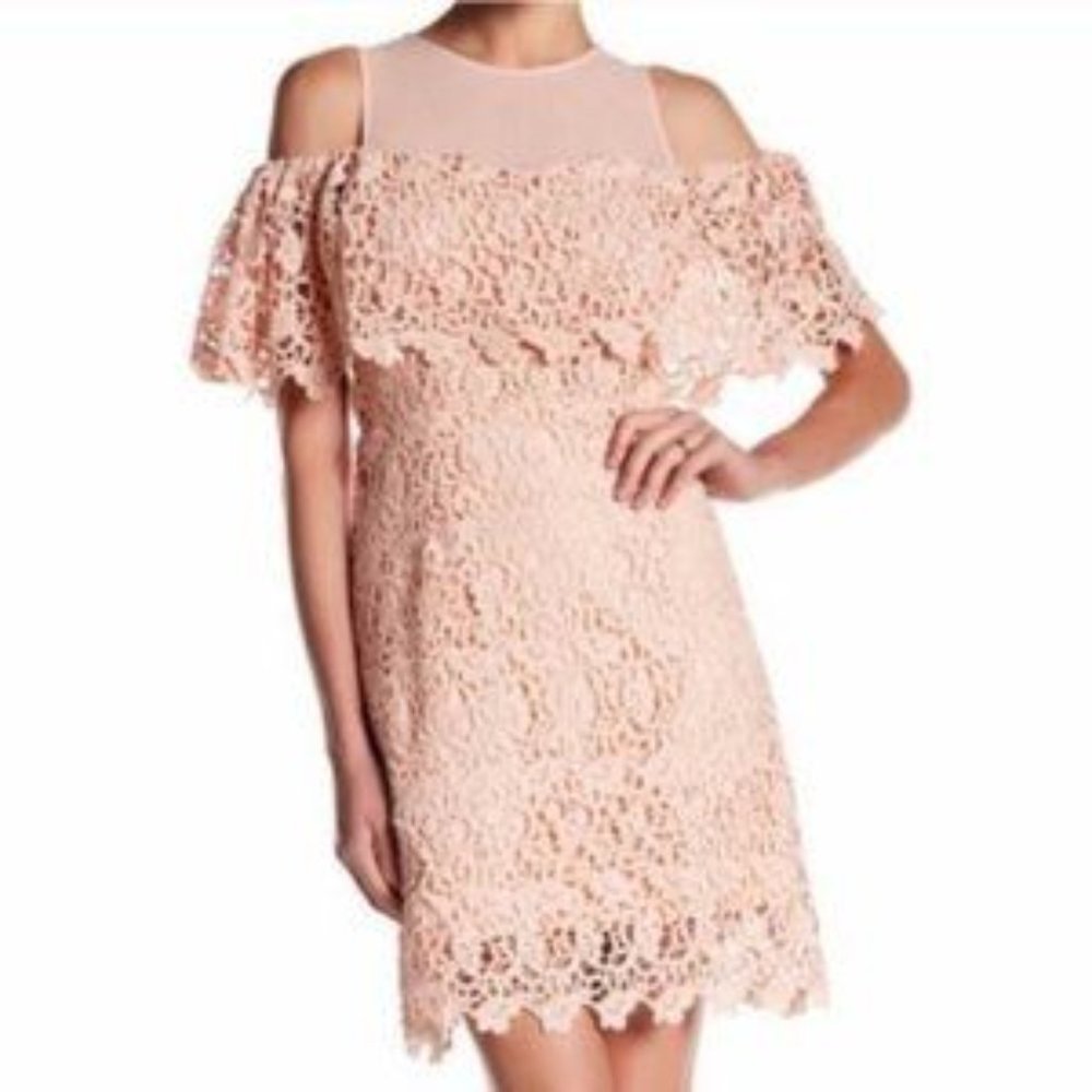 Revolve J.O.A. Blush Pink Crochet Lace Dress S NWOT